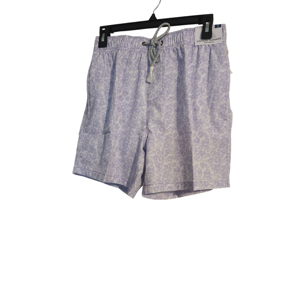 Mens Small Vintage Summer Swimwear Swim Trunks 17in Length Beach Pool‎ Purple